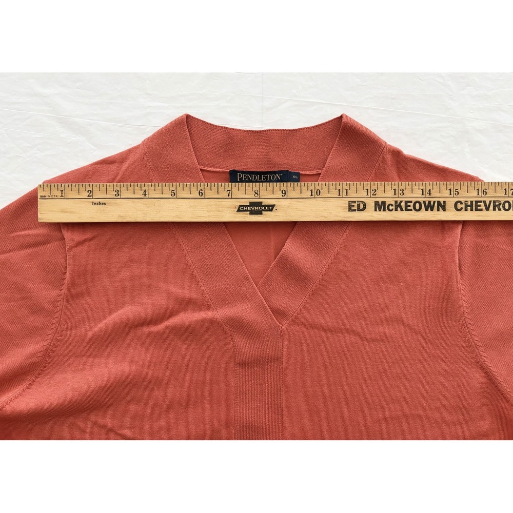 Pendleton Sweater Women XL Orange V Neck Silk Blend Short Sleeve Pullover NWT - Picture 12 of 16